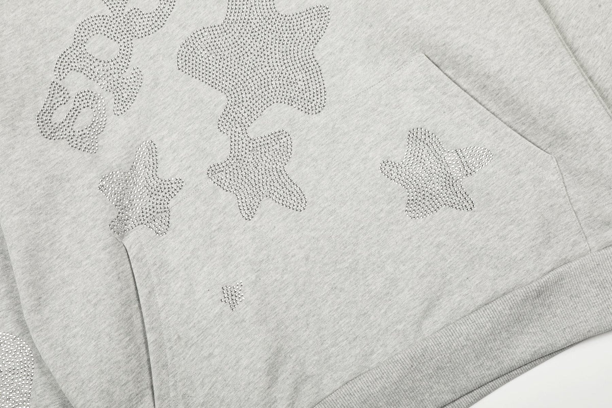 Sp5der Rhinestone Star Hoodie & Sweatpants Matching Set ¡ª detail