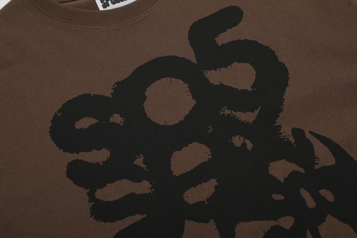 Sp5der Brown Graphic T-Shirt ¡ª detail